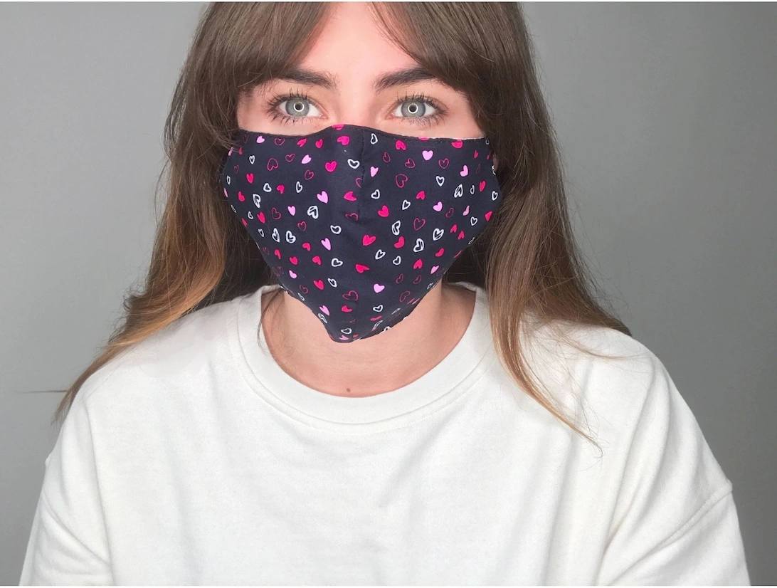 Navy Reusable Cotton Fashion Face Mask with Filter Pocket