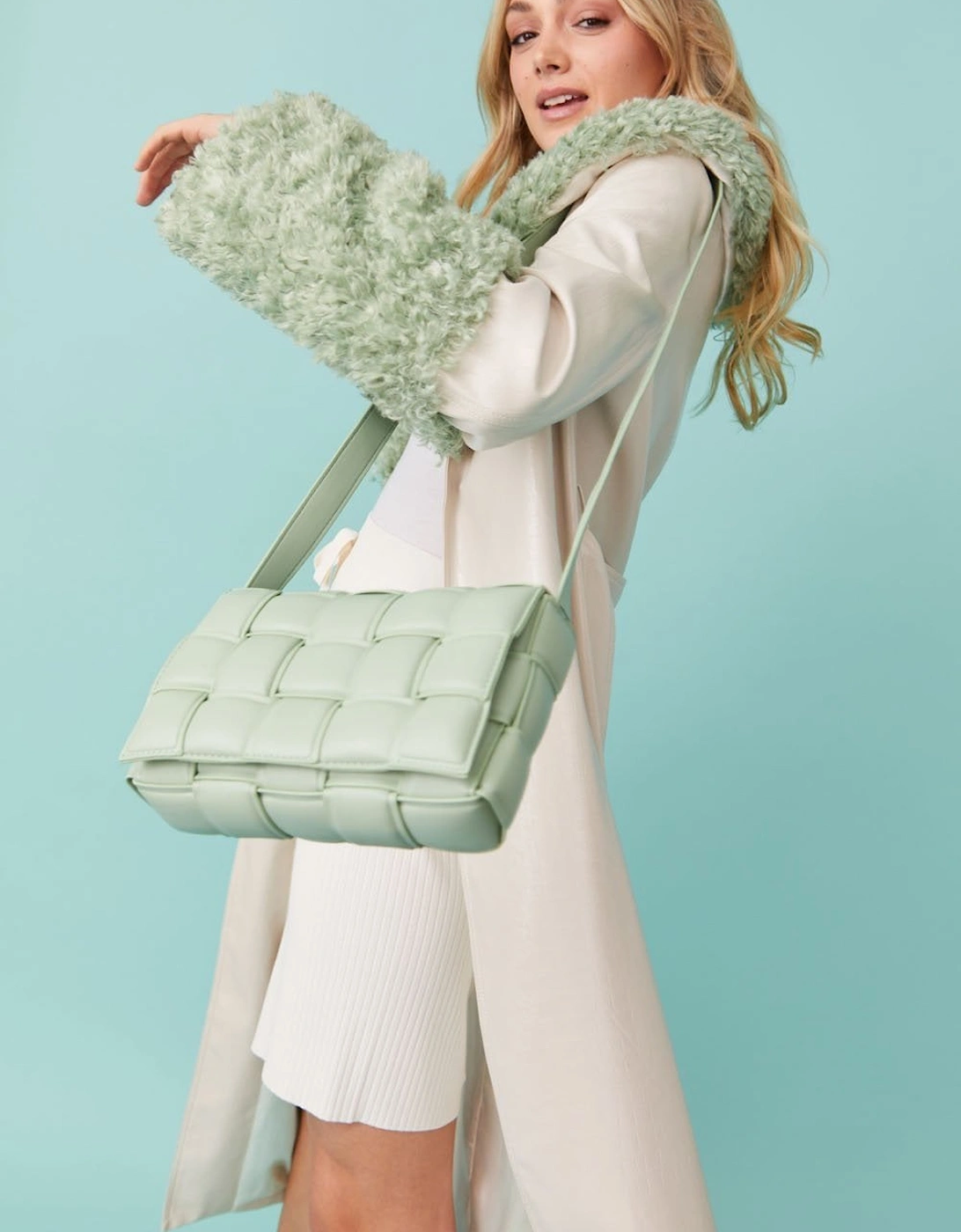 Green Olivia Padded Woven Bag, 2 of 1
