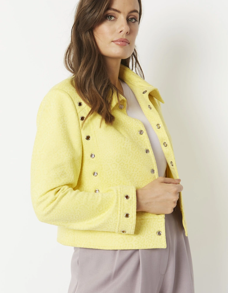 Yellow Faux Suede Cropped Jacket
