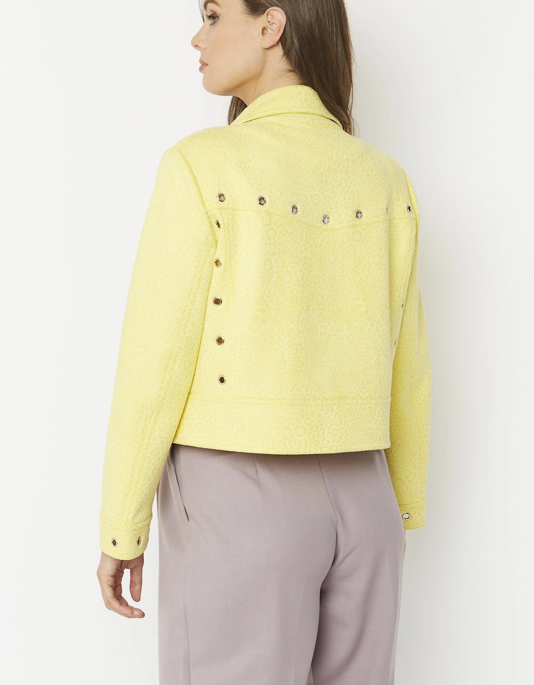 Yellow Faux Suede Cropped Jacket