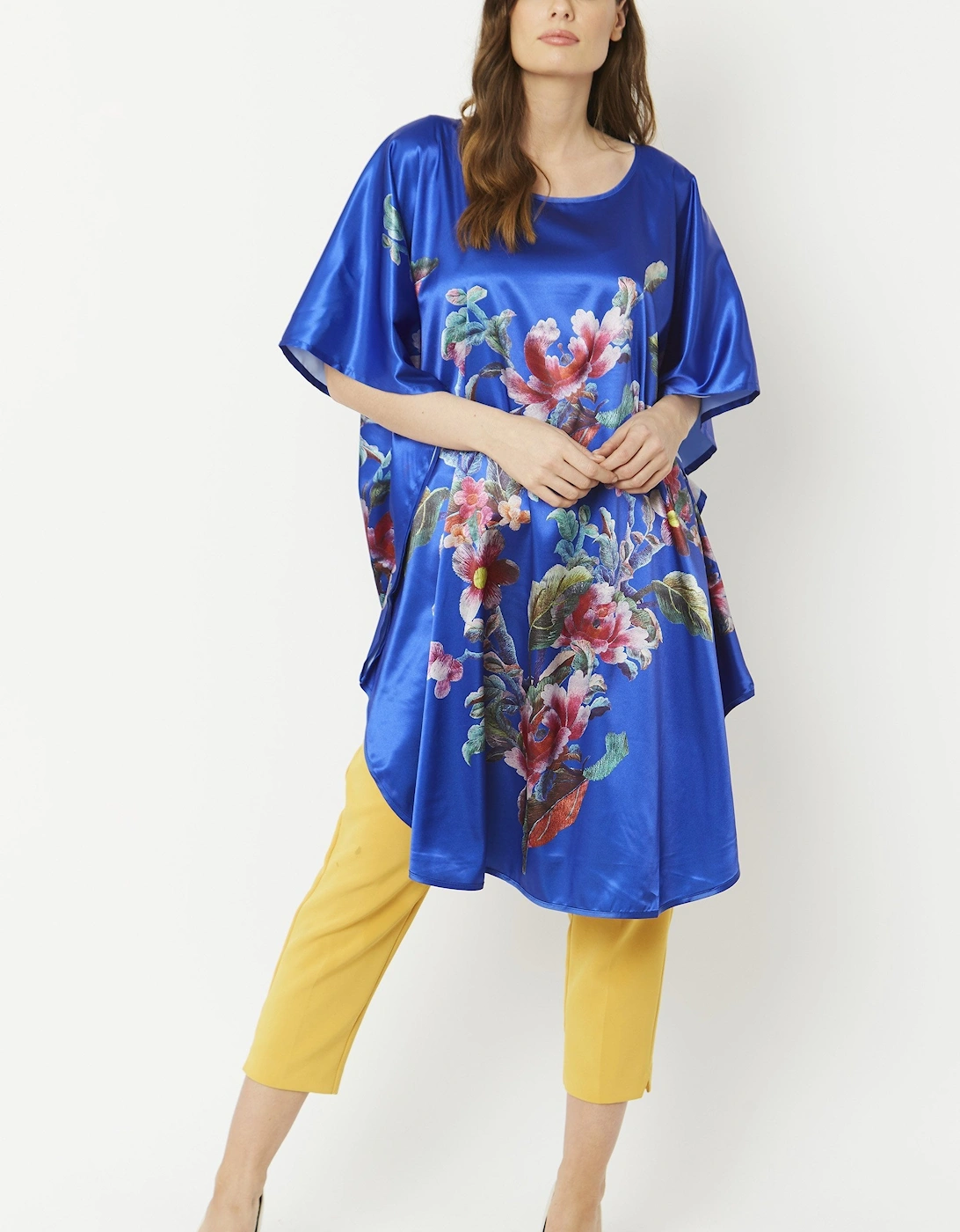 Blue Silk Blend Digital Print Kimono Dress, 8 of 7