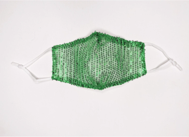 Green Sequinned Fashion Cotton Face Mask