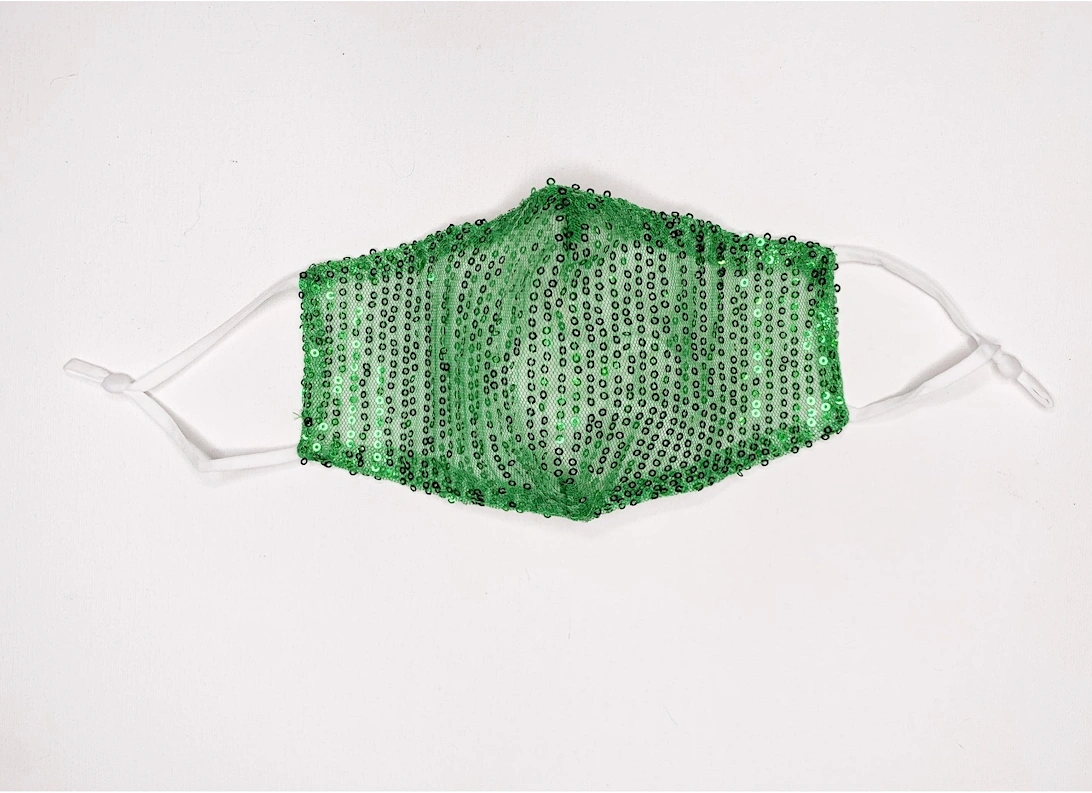Green Sequinned Fashion Cotton Face Mask, 2 of 1