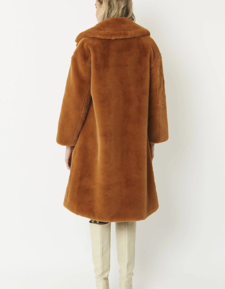 Chocolate Faux Fur Mid-length Coat