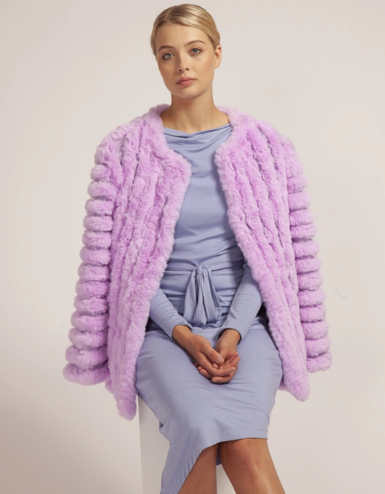 Purple Faux Fur Faux Suede Coat