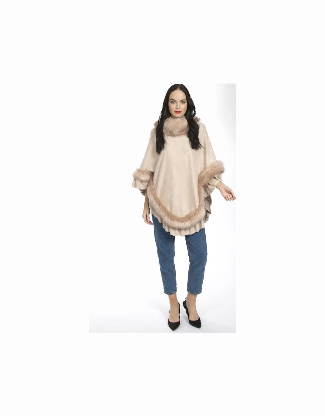 Pink Faux Suede and Faux Fur Poncho, 4 of 3