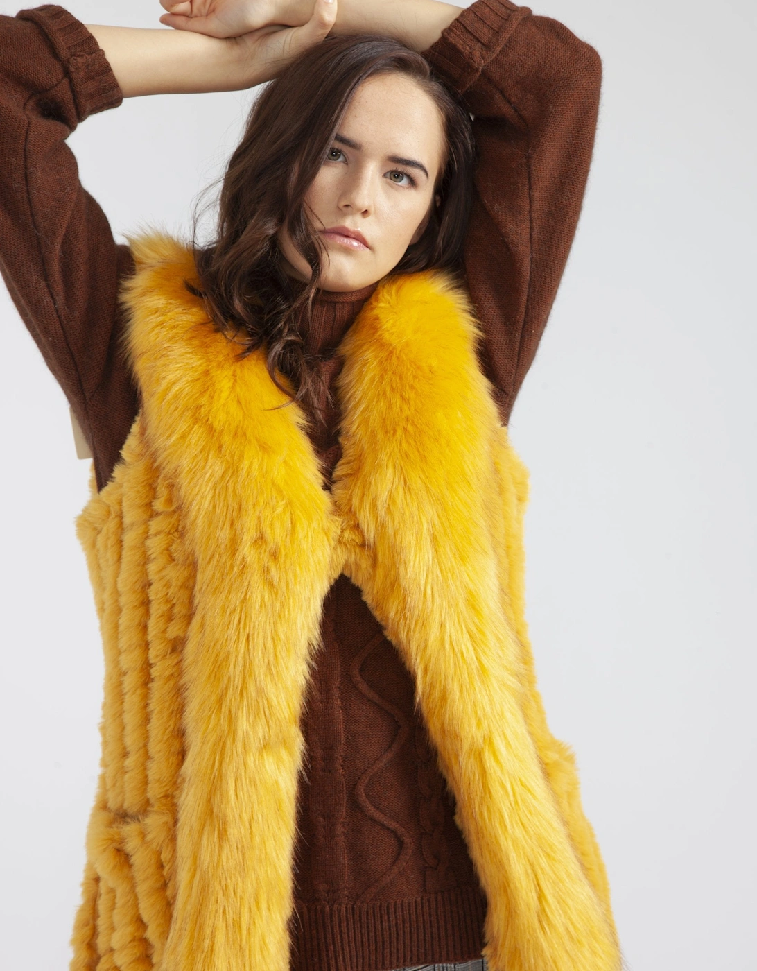 Yellow Hand Knitted Faux Fur Gilet, 4 of 3