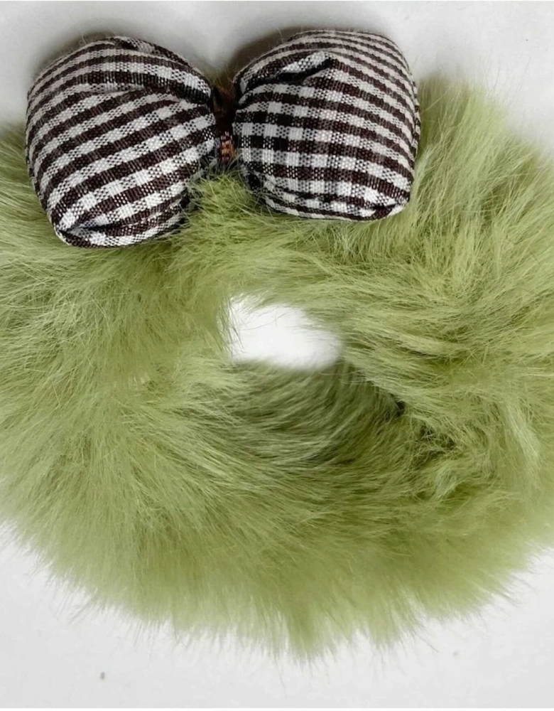 Green Faux Fur Scrunchie with Bow