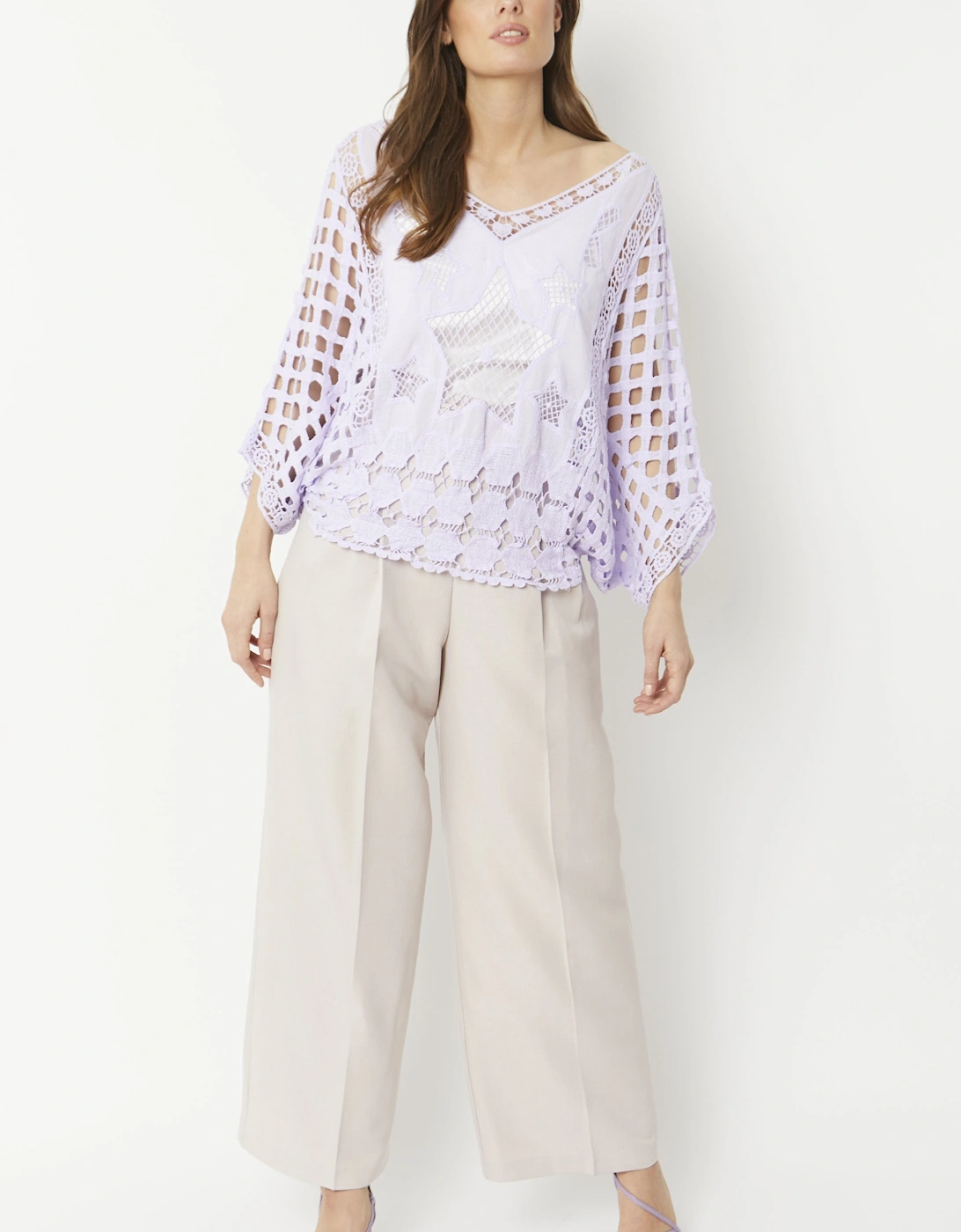 Purple Vintage Lace Embroidered Short Kimono