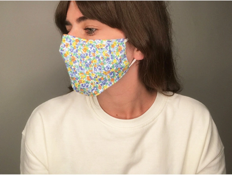 Blue Reusable Fashion Face Mask with Filter Pocket