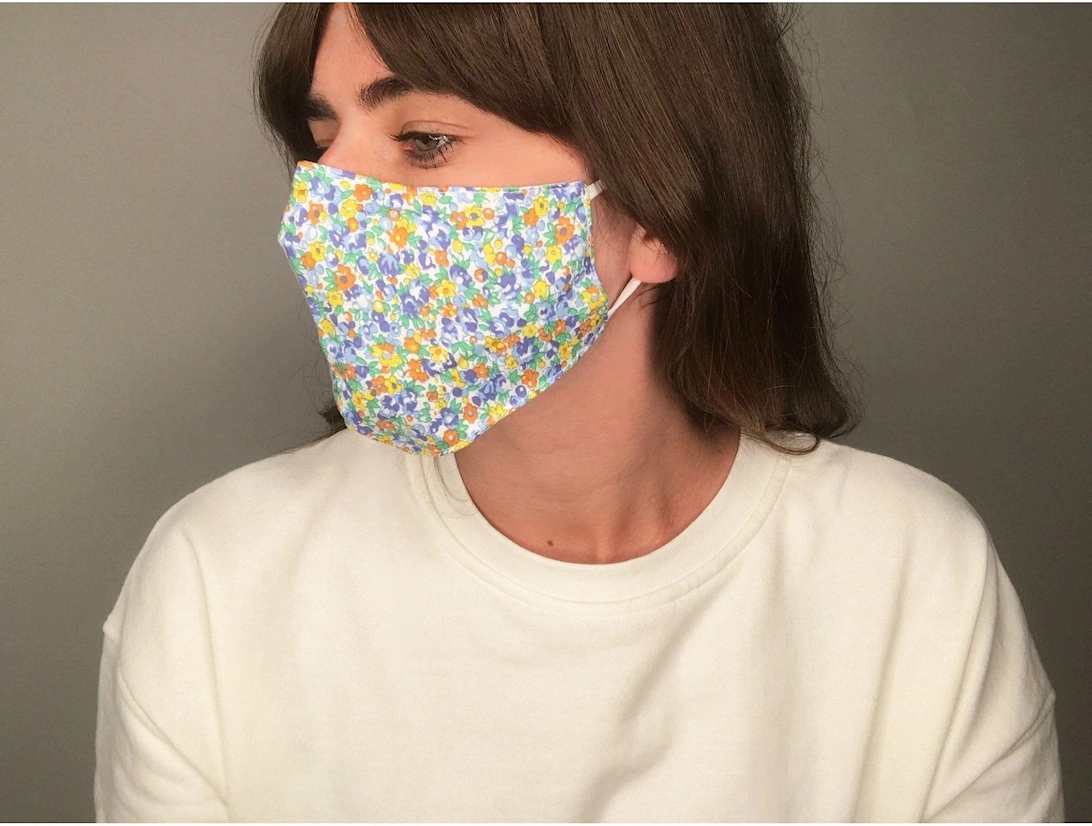 Blue Reusable Fashion Face Mask with Filter Pocket, 3 of 2