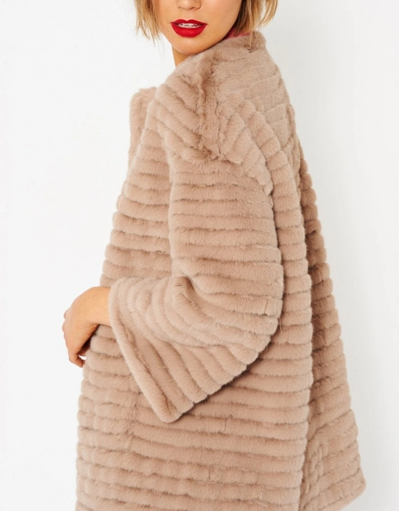 Mocha Faux Fur Over-Sized Coat