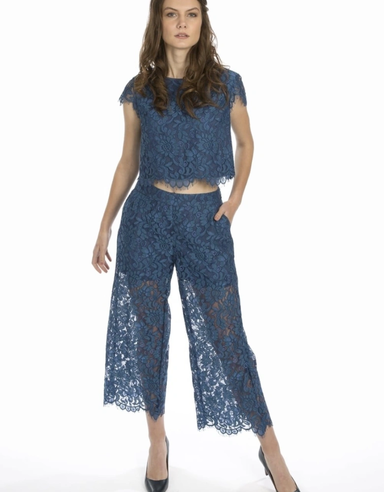 Blue Vintage Lace Trousers