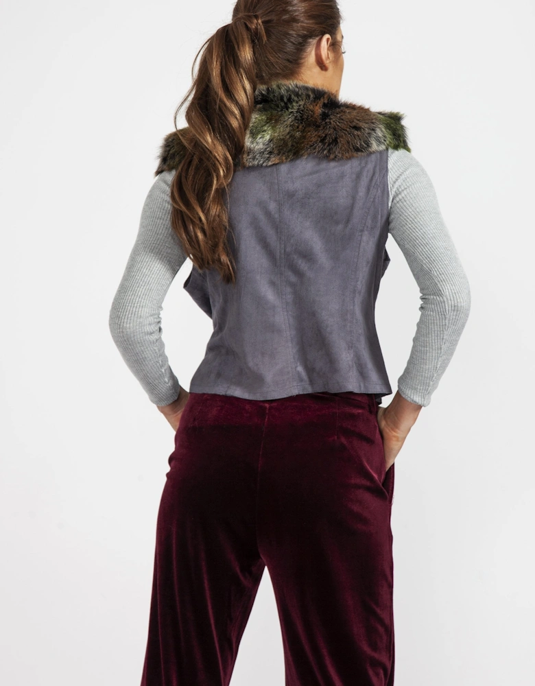 Multi Faux Fur Faux Suede Gilet