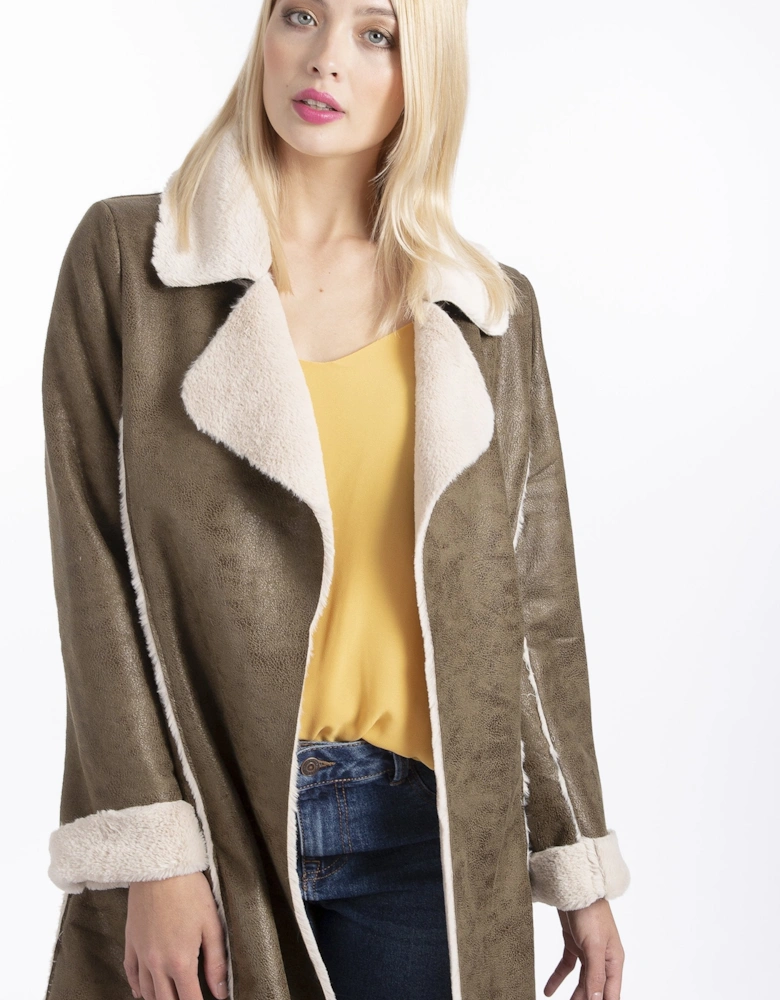 Green Faux Shearling Coat