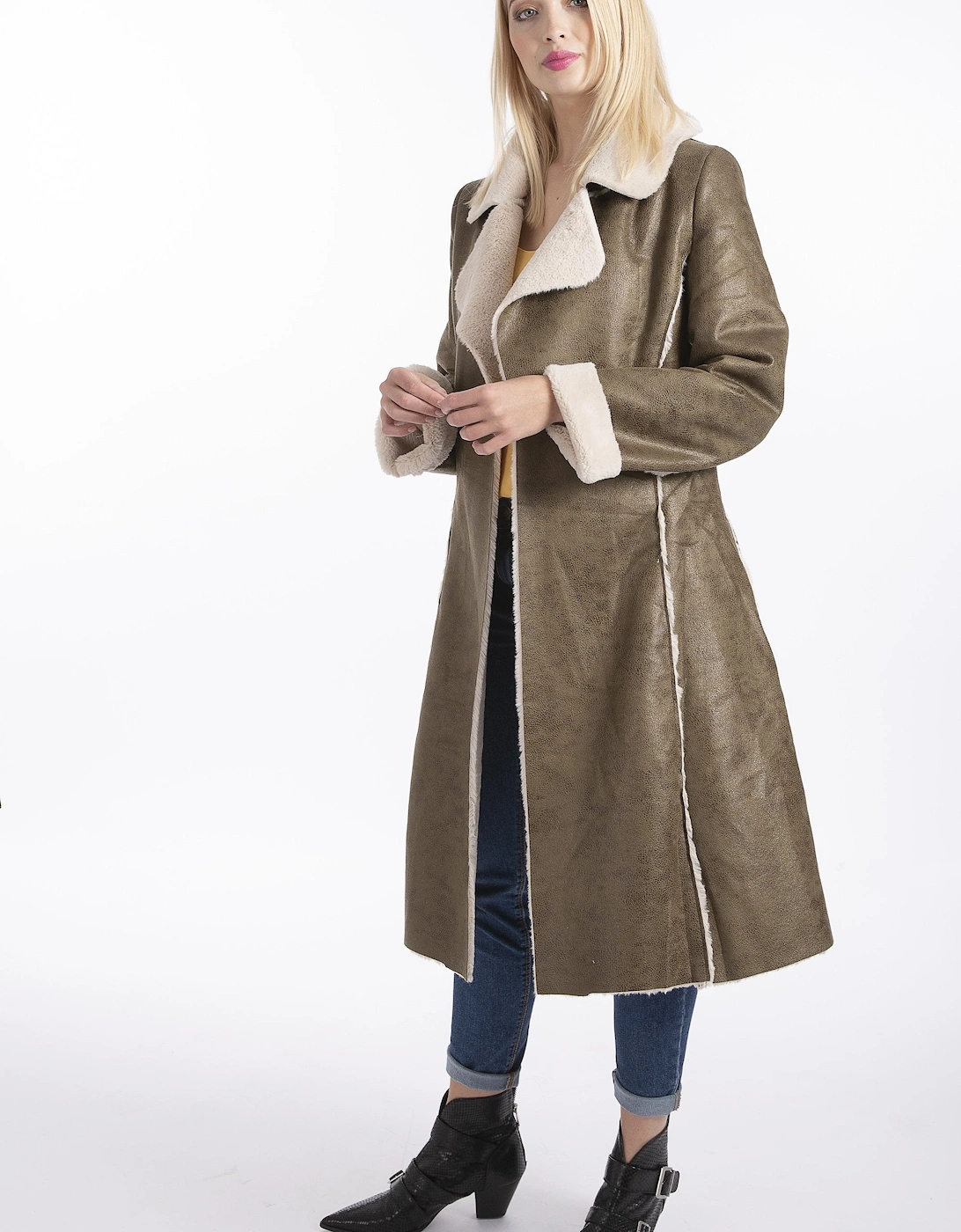 Green Faux Shearling Coat