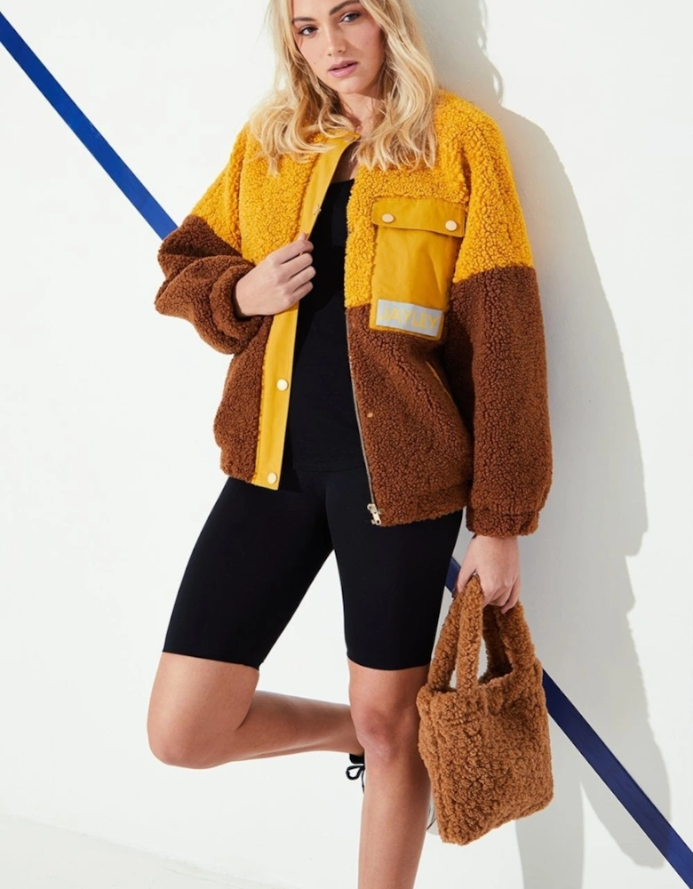 Chocolate Shearling Zip Up Jacket