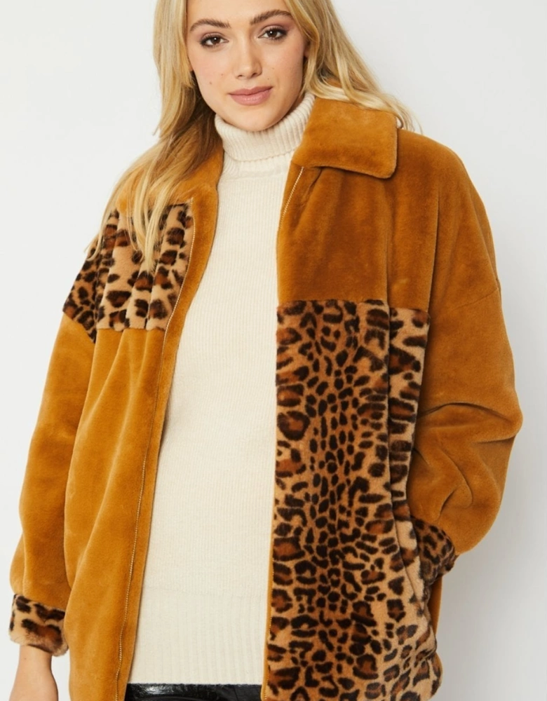 Mocha Cashmere Faux Fur Elle Coat