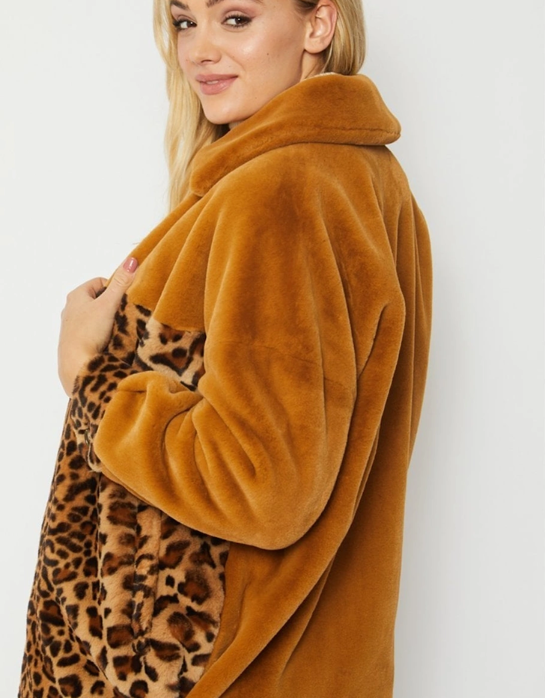 Mocha Cashmere Faux Fur Elle Coat