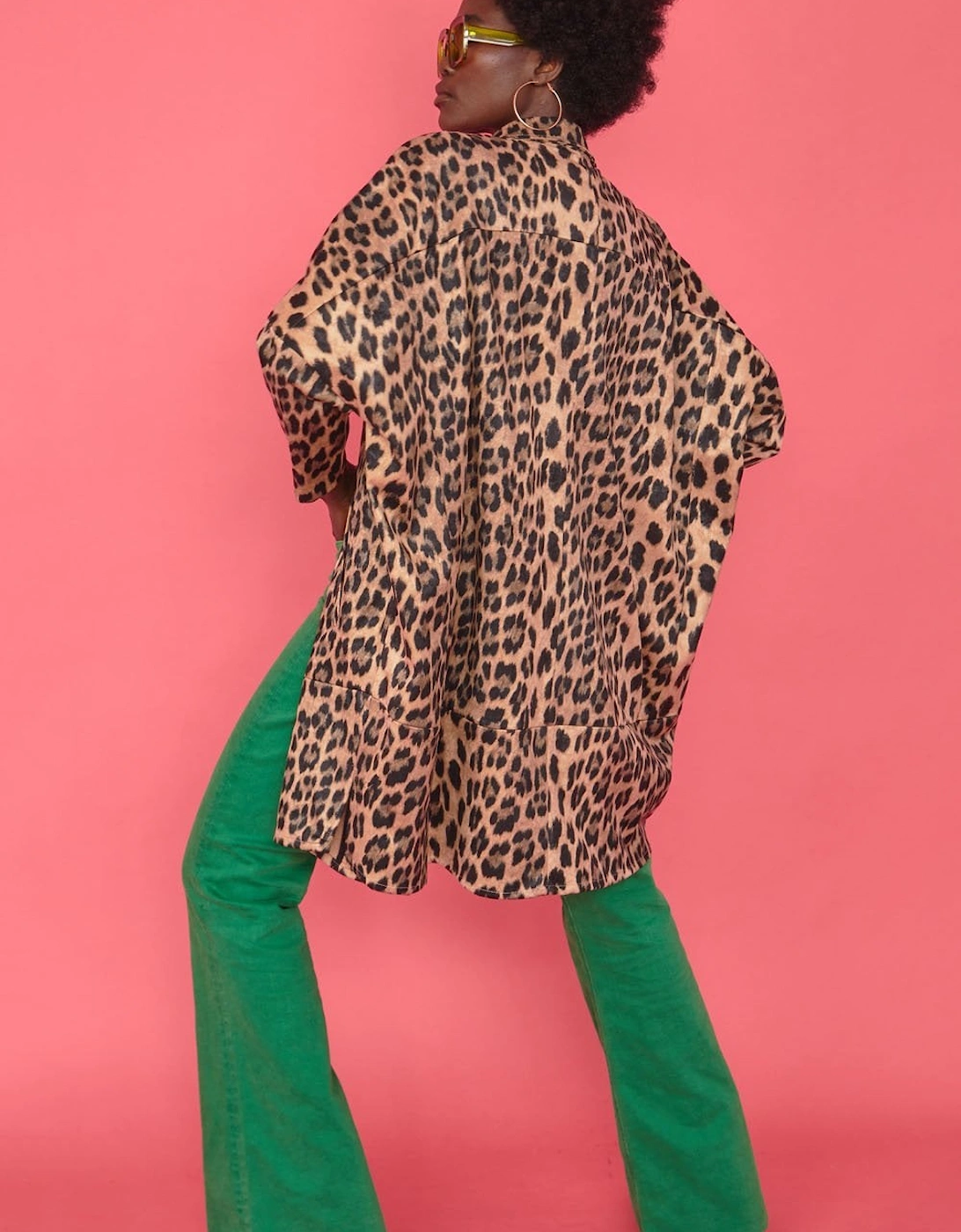 Leopard Print Faux Suede Leopard Print Trench Style Jacket