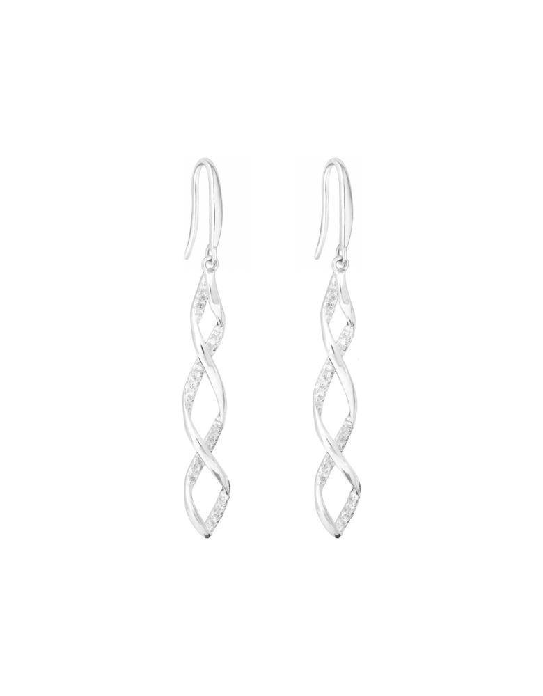 Sterling Silver 925 with Cubic Zirconia Wrapped In Love Intertwined Drop Earrings