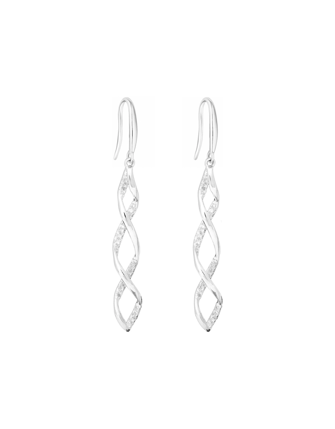 Sterling Silver 925 with Cubic Zirconia Wrapped In Love Intertwined Drop Earrings, 3 of 2
