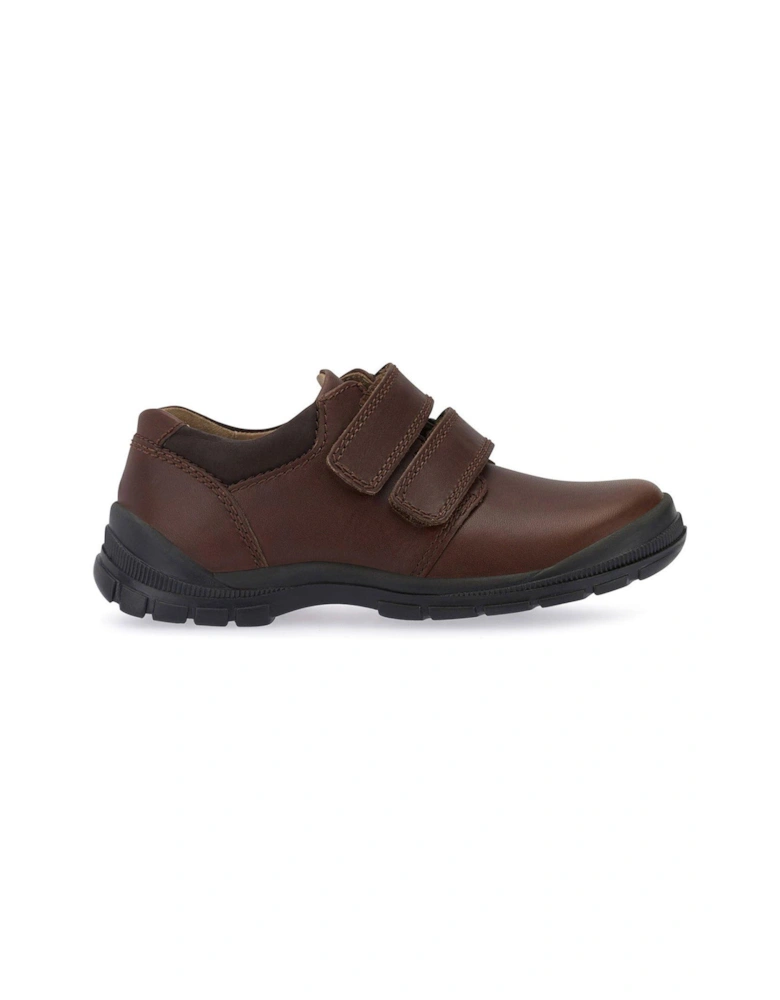 Engineer Brown Leather Rip Tape Smart Boys School Shoes