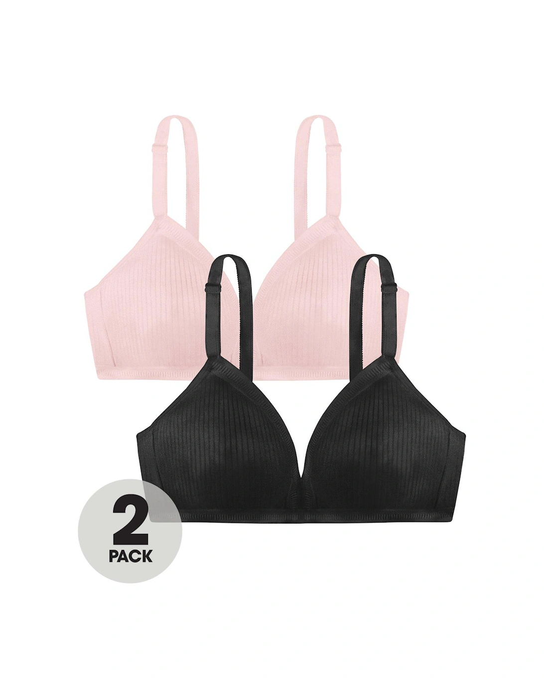 2pk Tiffany Soft Bra - Non Wire - Black/Pink, 2 of 1