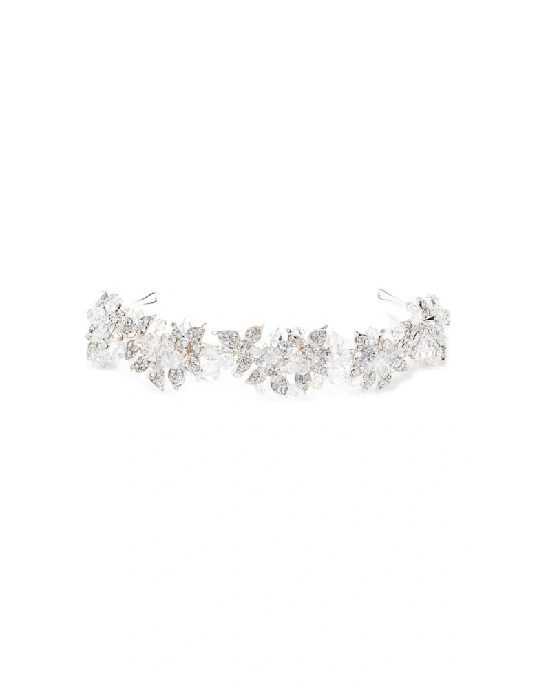 Emery Silver Plated Leaf And Bead Statement Headband