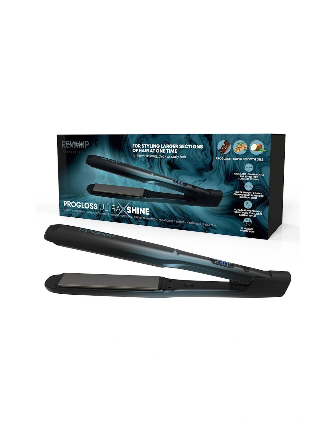 Progloss Wide Ultra X Shine Ceramic Hair Straightener ST-2000, 3 of 2