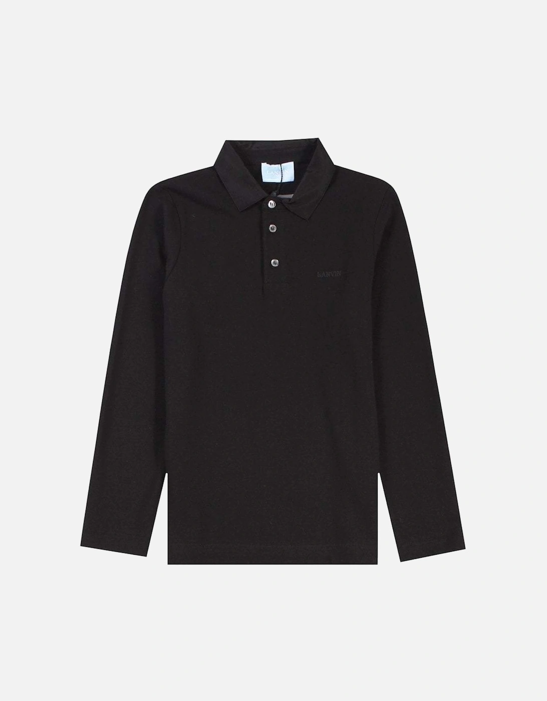 Boys Long Sleeve Polo Shirt Black, 7 of 6