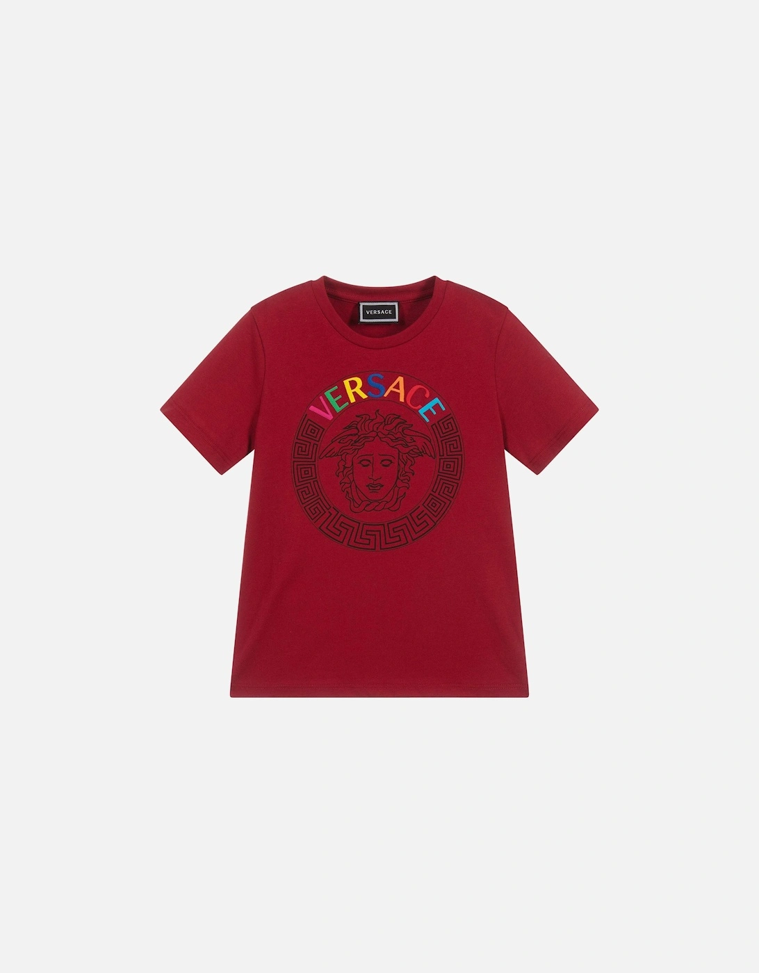 Young Boys Medusa Logo Print T-Shirt Red, 2 of 1