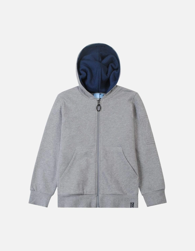 Boys Arm Logo Zipped Hoodie Grey