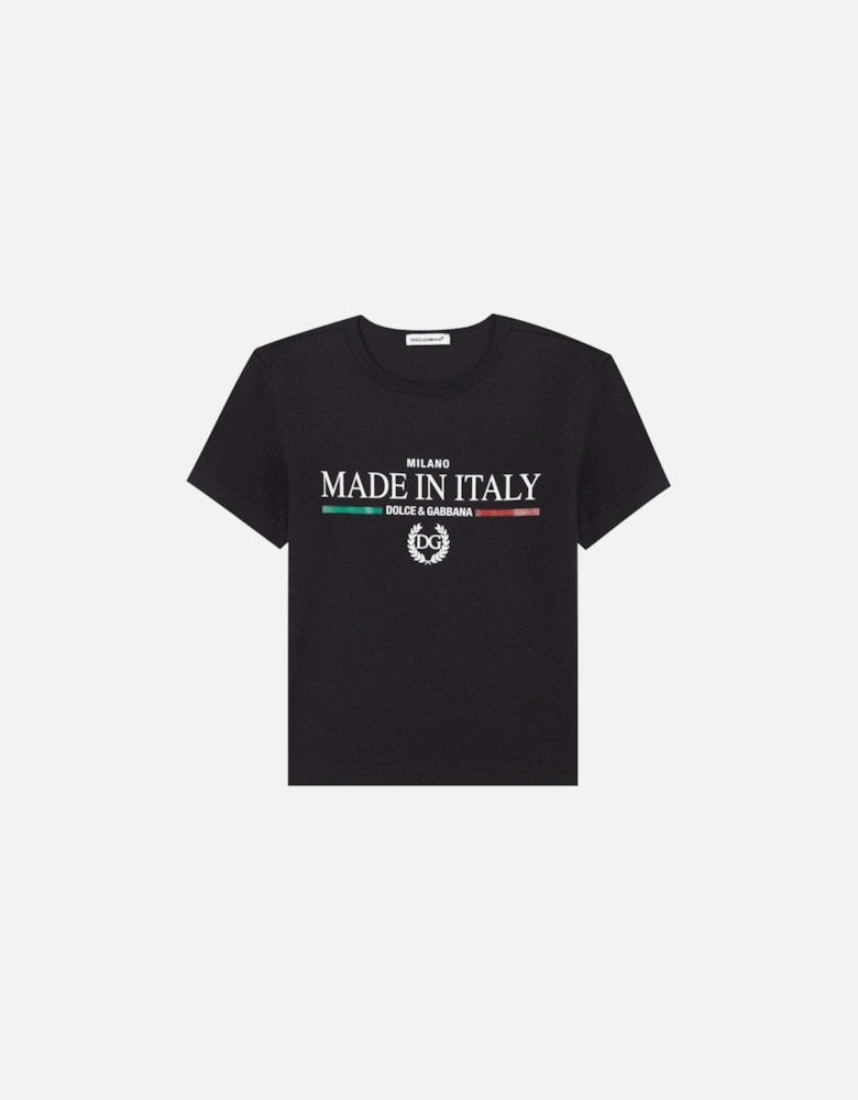 Boys Made In Italy Flag T-Shirt Black