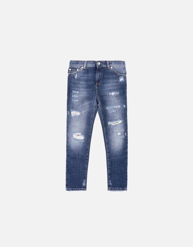 Boys Distressed Jeans Blue