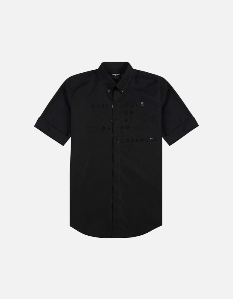 Men's Graphic Print Three Quarter Sleeve Shirt Black