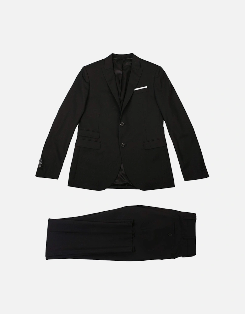 Men's Peak Lapel Formal Two Piece Suit Black