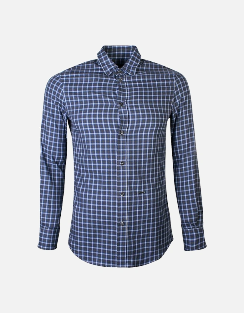 Men's Checked Cotton Flannel Shirt Blue