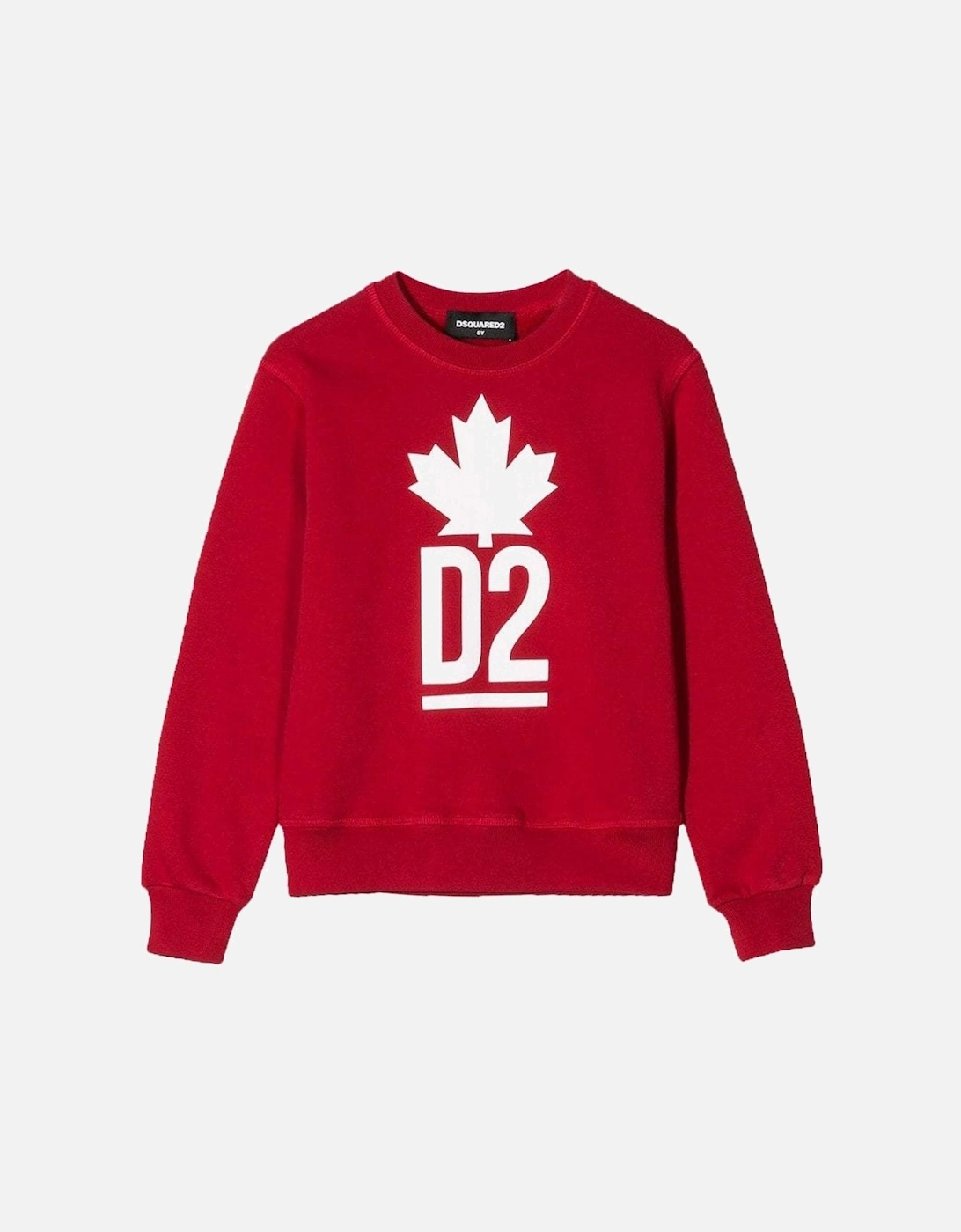 Boys Maple Leaf D2 Sweatshirt Red, 2 of 1
