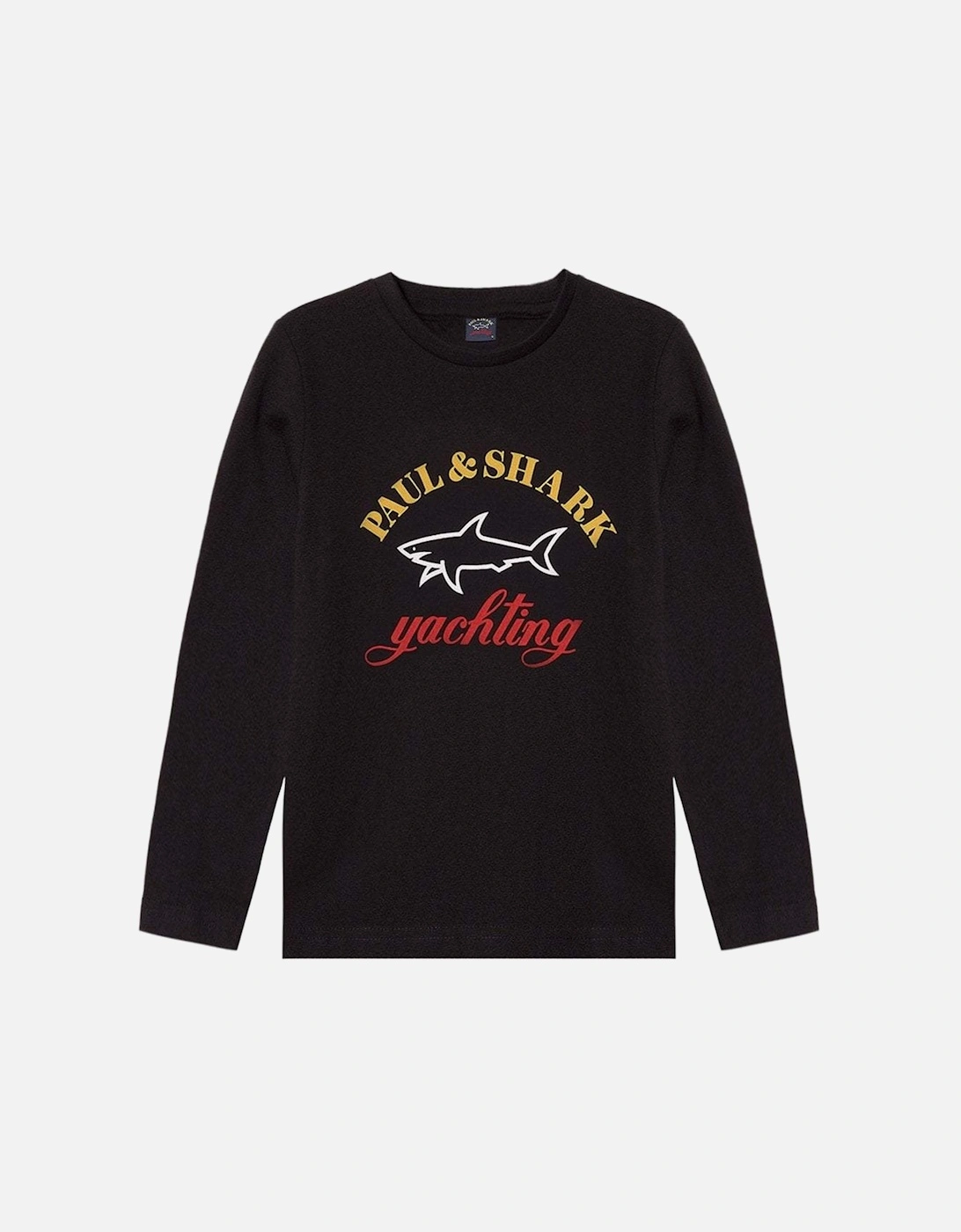 Boy's Long Sleeved Yachting Logo Print T-Shirt Black, 4 of 3