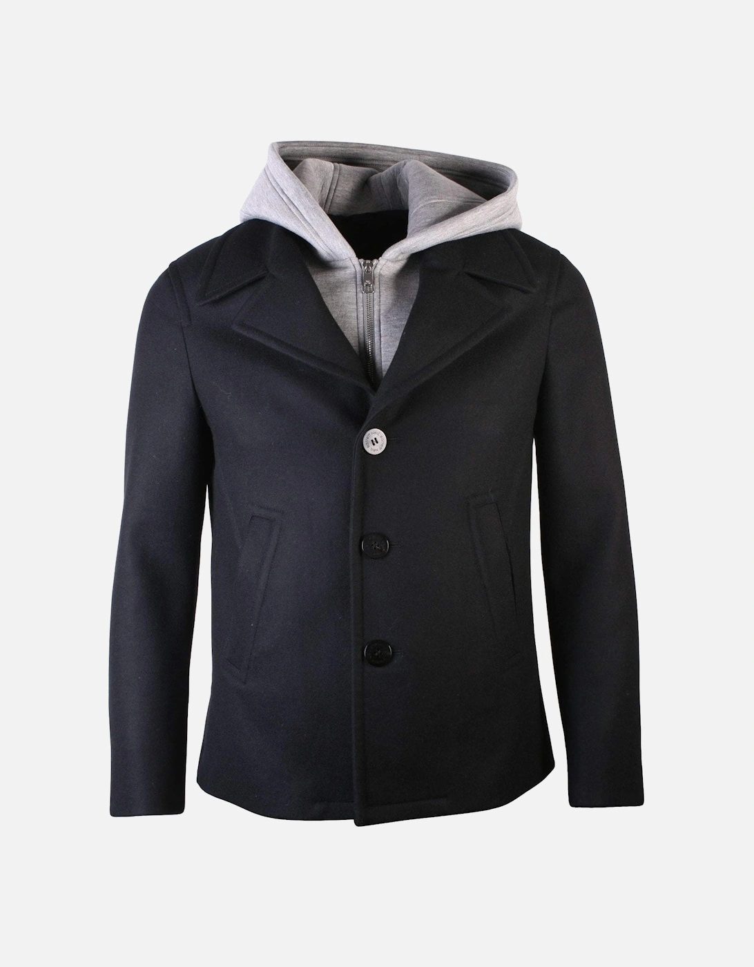 Men's Layered Hooded Jacket Black/Grey, 2 of 1