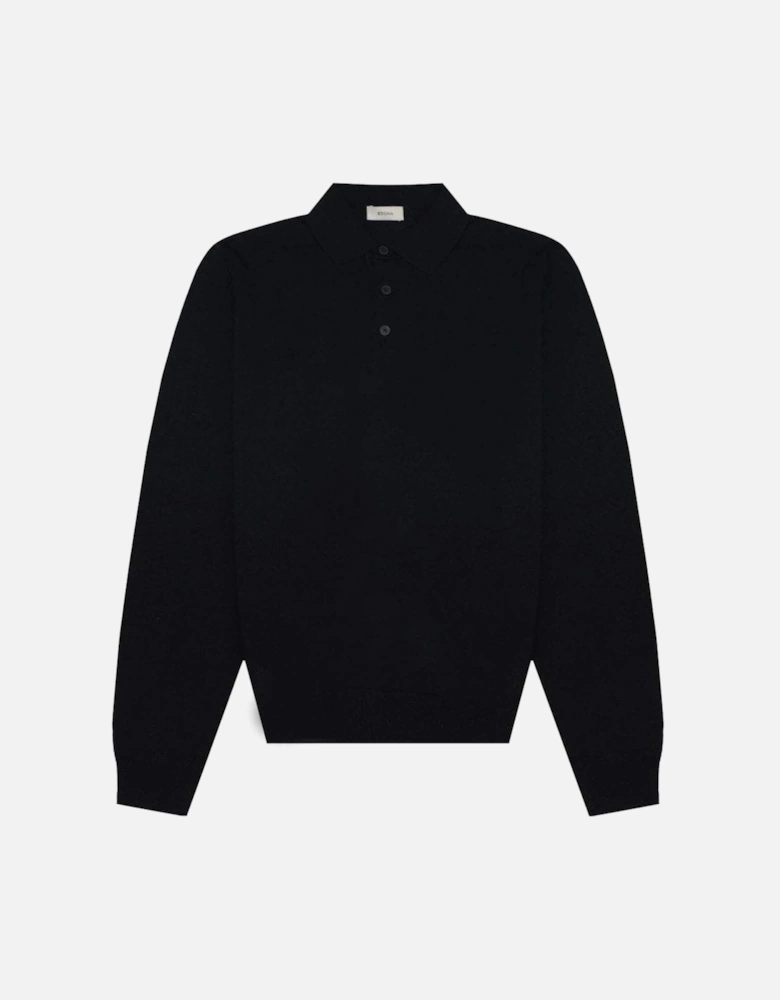 Men's Long-Sleeved Polo Shirt Black