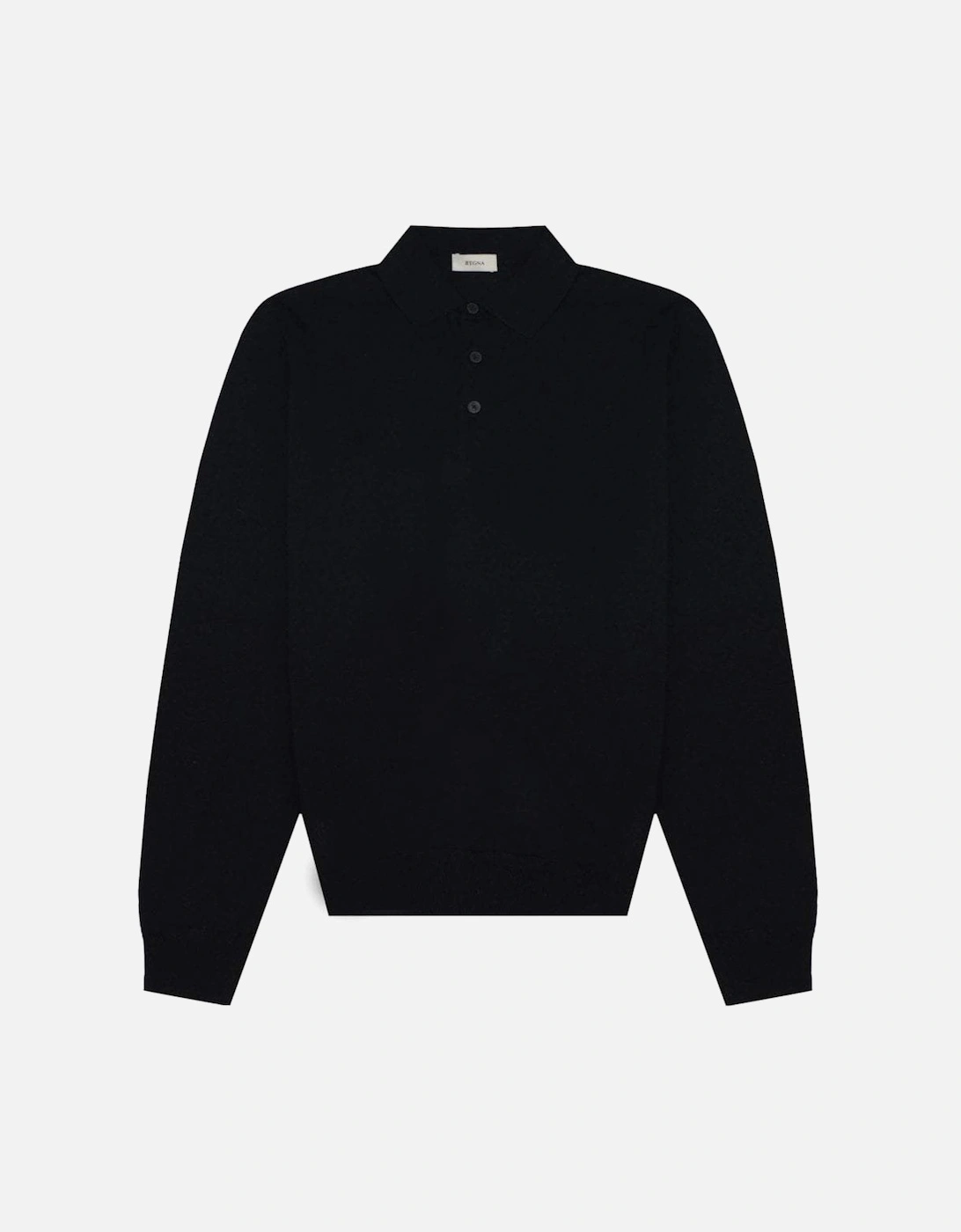 Men's Long-Sleeved Polo Shirt Black, 3 of 2