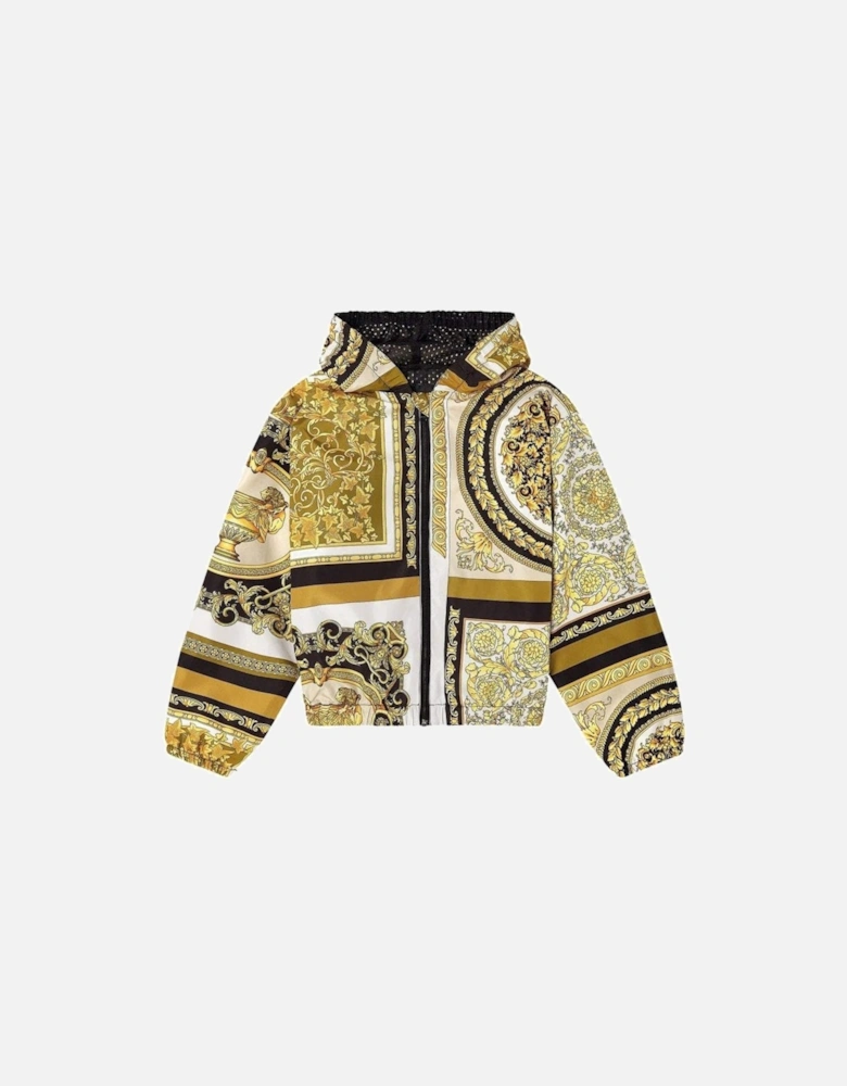 Boys Barocco Mosaic Print Hooded Jacket Gold