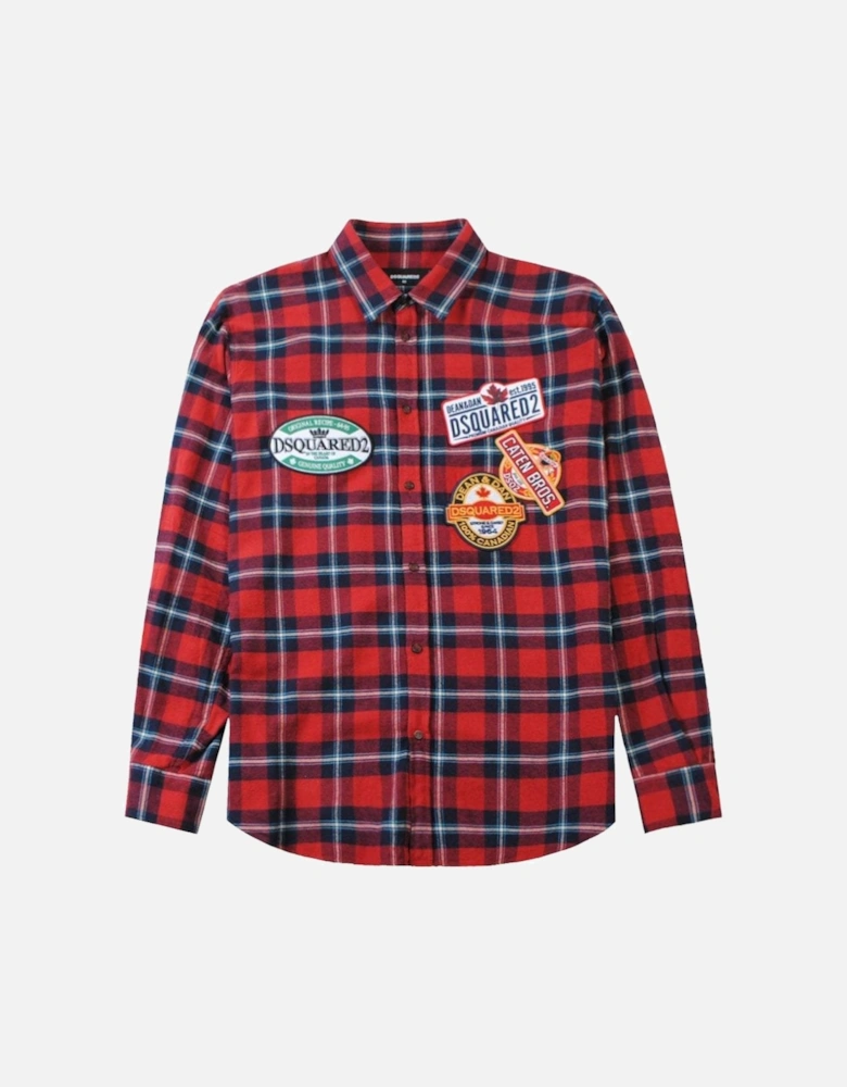 Men's Label Pattern Shirt Red