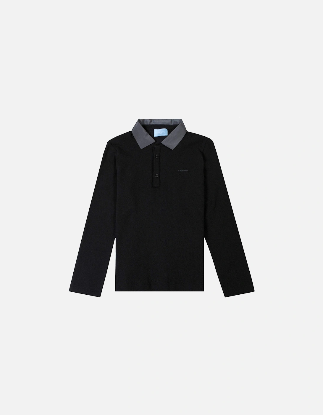 Paris Boys Long Sleeve Polo Black, 5 of 4