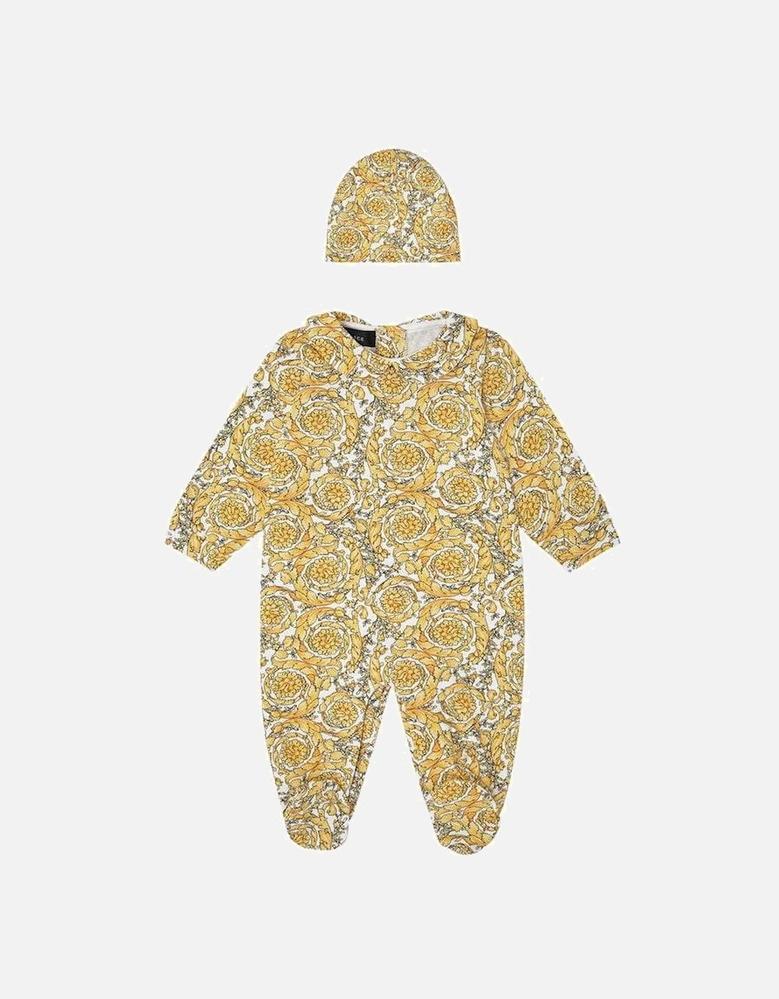 Baby Boys Barocco Print Gift Set Bib & Shirt Gold, 4 of 3