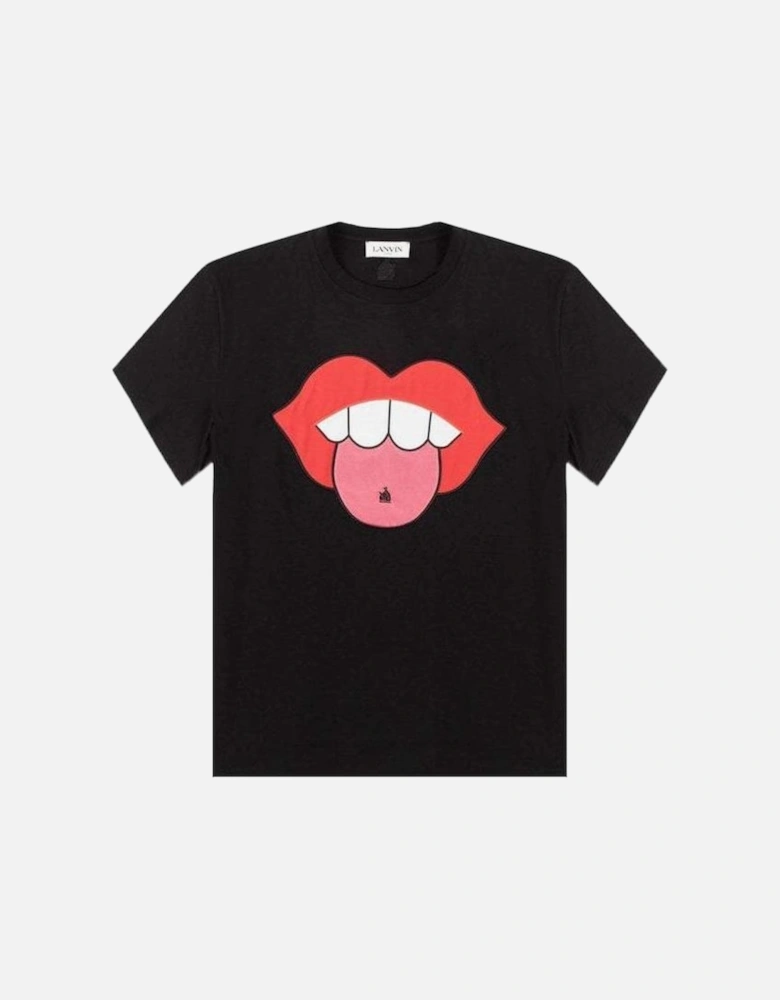 Men's Applied Artwork Mouth T-Shirt Black