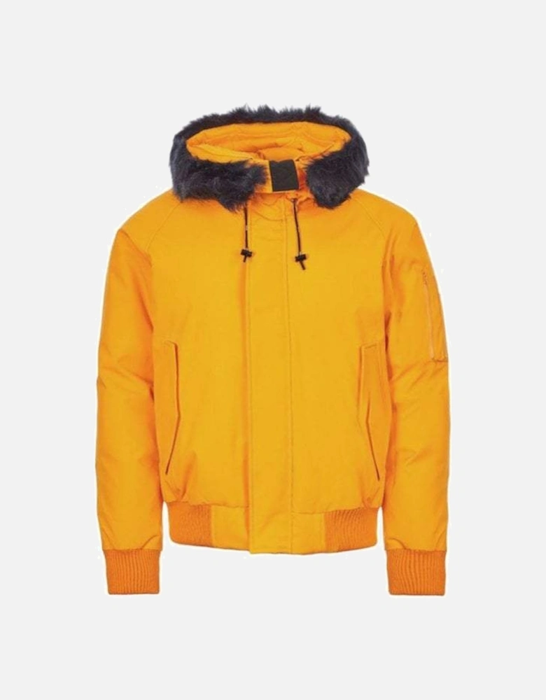 Men's Padded Fur Hooded Parka Jacket Orange