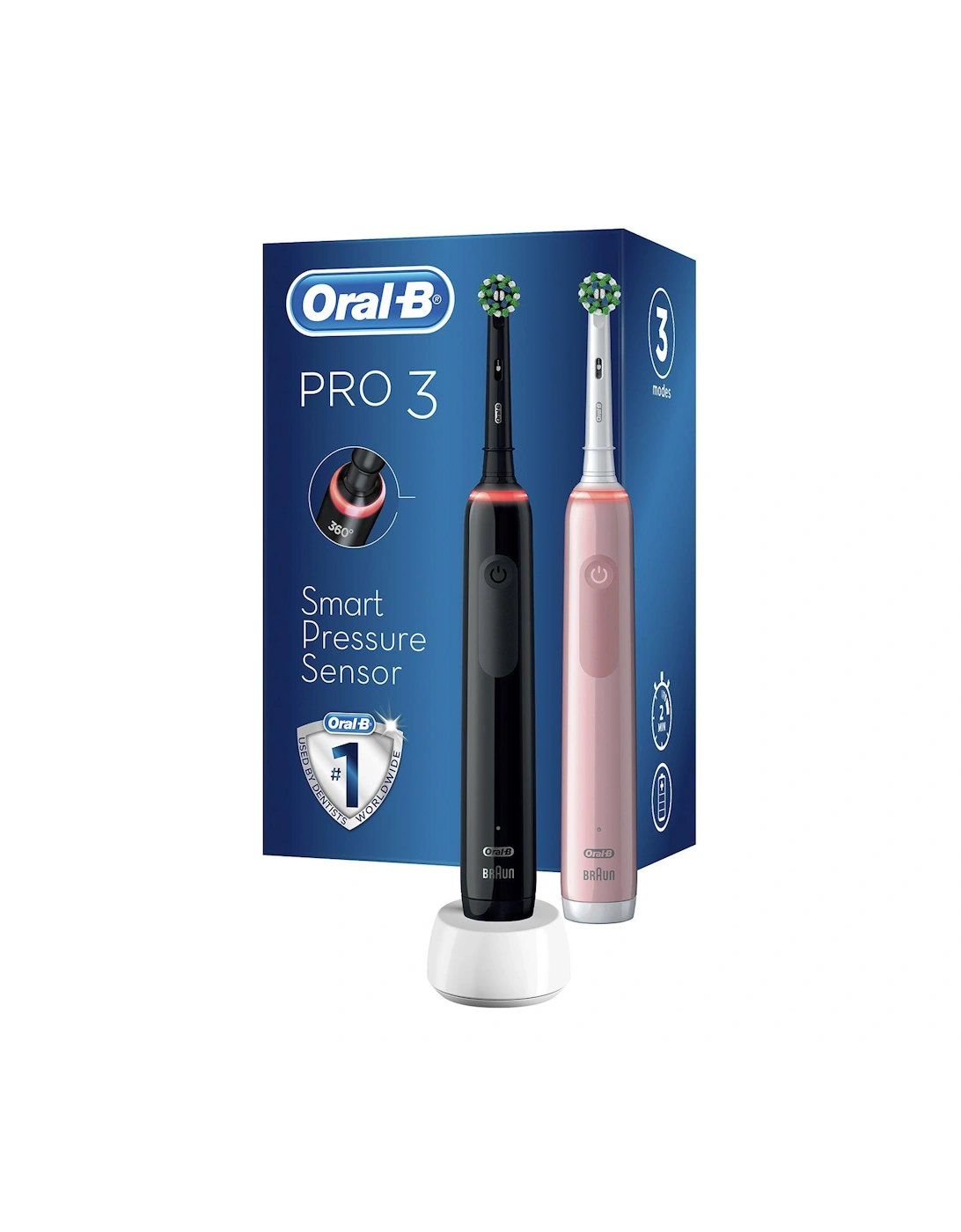Oral-B Pro 3 - 3900 Cross Action - Black & Pink Electric Toothbrushes Designed By Braun, 2 of 1